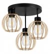 Lampa sufitowa TIMBER z drewna i metalu, trzy klosze, E27 LIGHT HOME