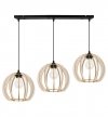 Lampa wisząca z szeroką listwą 60 cm, 3 okrągłe ażurowe klosze z drewna 24,5 cm, E27 LIGHT HOME