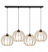 Lampa wisząca z szeroką listwą 80 cm, 4 okrągłe ażurowe klosze z drewna 24,5 cm, E27 LIGHT HOME