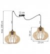 Lampa wisząca typu pająk, 2 drewniane klosze ażurowe o oryginalnym kształcie 23 cm, okrągła podsufitka, E27 LIGHT HOME