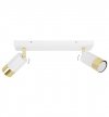 Lampa ścienno-sufitowa na białej listwie 35 cm z dwoma regulowanymi reflektorami 5,5 cm w kolorze biało-złotym, GU10 LIGHT HOME