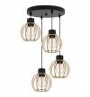 Regulowana lampa wisząca, okrągła podsufitka, 4 klosze okrągłe z drewnianych lameli, 16 cm, E27 LIGHT HOME