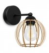 Kinkiet ścienny z kloszem okrągłym z drewnianych lameli, 16 cm, E27 LIGHT HOME