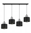 Lampa wisząca z prostokątną podsufitką 80 cm, 4 metalowe, czarne klosze 12 ze srebrnym wykończeniem, E27 LIGHT HOME