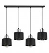 Lampa wisząca z prostokątną podsufitką 80 cm, 4 metalowe, czarne klosze 12 ze srebrnym wykończeniem, E27 LIGHT HOME