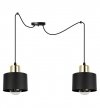 Lampa wisząca typu pająk, 2 metalowe, czarne klosze 12 cm ze złotym wykończeniem, E27 LIGHT HOME