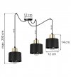 Lampa wisząca typu pająk, 3 czarne metalowe klosze 12 cm, złote wykończenie, E27 LIGHT HOME