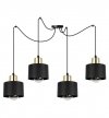 Lampa wisząca typu pająk, 4 metalowe, czarne klosze 12 cm ze złotym wykończeniem, E27 LIGHT HOME