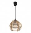Lampa wisząca na podsufitce 6 cm z drewnianym, ażurowym kloszem 21 cm w kształcie kuli, E27 LIGHT HOME