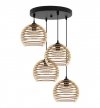 Lampa wisząca na okrągłej podsufitce 30 cm,  4 drewniane klosze 21 cm w kształcie ażurowych kul, E27 LIGHT HOME