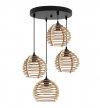 Lampa wisząca na okrągłej podsufitce 30 cm,  4 drewniane klosze 21 cm w kształcie ażurowych kul, E27 LIGHT HOME