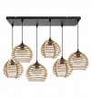 Lampa wisząca z prostokątną podsufitką 60 cm, 6 drewnianych kloszy 21 cm w formie ażurowych kul, E27 LIGHT HOME