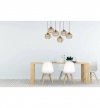 Lampa wisząca z prostokątną podsufitką 60 cm, 6 drewnianych kloszy 21 cm w formie ażurowych kul, E27 LIGHT HOME