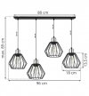 Lampa wisząca na szerokiej listwie 80 cm, 4 klosze druciane czarne metalowe 18 cm ze złotym wykończeniem, E27 LIGHT HOME