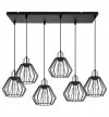 Lampa wisząca na listwie 60 cm, 6 kloszy drucianych czarnych metalowych 18 cm ze srebrnym, chromowanym wykończeniem, E27 LIGHT HOME