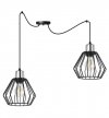 Lampa wisząca typu pająk, 2 czarne druciane klosze 18 cm, srebrne, chromowane wykończenie, E27 LIGHT HOME
