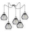 Lampa wisząca typu pająk, 5 czarnych drucianych kloszy metalowych 18 cm, srebrne, chromowane wykończenie, E27 LIGHT HOME