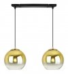Lampa wisząca na szerokiej prostokątnej listwie 40 cm, 2 klosze szklane złote kule 15 cm, E27 LIGHT HOME