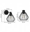 Kinkiet ścienny, czarny klosz druciany metalowy 18 cm, czarne wykończenie, proste ramię, E27 LIGHT HOME