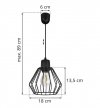 Lampa wisząca zwis, druciany czarny klosz metalowy 18 cm z czarnym wykończeniem, podsufitka 6 cm, E27 LIGHT HOME