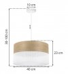 Lampa wisząca WOOD, biały abażur nad stół lub sofę, fornir dębowy
