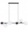 Lampa sufitowa SIENA, czarny żyrandol molekularny z białymi kloszami, gwint E14