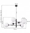 Lampa sufitowa VICENZA, wisząca, loft, czarny żyrandol molekularny, glamour, białe kule