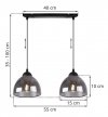 Lampa sufitowa VENICE, wisząca, podwójna, listwa nad stół i wyspę, grafitowe szklane klosze