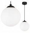 OUTLET -10% Regulowana wisząca lampa sufitowa biała kula 15 cm czarna konstrukcja E27 czarna, okrągła podsufitka 8 cm