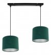 OUTLET -10% Regulowana lampa wisząca, prostokątna podsufitka, 2 welurowe abażury, 20 cm, kolor zielony, E27