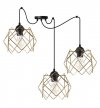 Lampa wisząca STELLA, sufitowa, czarny pająk ze złotym kloszem, loft, glamour, nad stół i wyspę, 3xE27