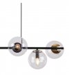 Lampa wisząca SIENA, sufitowa, czarna listwa do kuchni i salonu, szklane przezroczyste kule, 6xE14