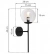 Lampa ścienna SIENA, czarny kinkiet ścienny sufitowy, plafon loft z przezroczystym szklanym kloszem, kula