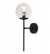 Lampa ścienna SIENA, czarny kinkiet ścienny sufitowy, plafon loft z przezroczystym szklanym kloszem, kula