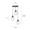 LAMPA WISZĄCA CZARNA NAD STÓŁ DO KUCHNI JADALNI SALONU EMIBIG ISTAR 3 BL PREMIUM TRANSPARENT