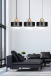 LAMPA WISZĄCA NAD STÓŁ Z DREWNEM EMIBIG TORIN 3 BLACK