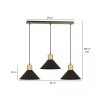 LAMPA WISZĄCA CZARNA METALOWA NAD STÓŁ Z DREWNEM EMIBIG ROWEN 3 BLACK