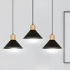 LAMPA WISZĄCA CZARNA METALOWA NAD STÓŁ Z DREWNEM EMIBIG ROWEN 3 BLACK