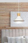 LAMPA WISZĄCA METALOWA NAD STÓŁ BIAŁA Z DREWNEM EMIBIG ROWEN 1 WHITE