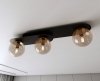 LAMPA SUFITOWA NOWOCZESNA PLAFON KULE SZKLANE EMIBIG PLAZA 3 BLACK/MIODOWY
