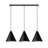 LAMPA WISZĄCA METALOWA CZARNA NAD STÓŁ DO JADALNI KUCHNI NAD WYSPĘ EMIBIG REBEL 3 BLACK/GOLD oprawa oświetleniowa