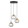 TK LIGHTING DEVI TRANSPARENT 4579 LAMPA WISZĄCA 3 NA KOLE POTRÓJNA CZARNO ZŁOTA SZKLANE KLOSZE