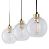 TK LIGHTING DEVON 4587 LAMPA WISZĄCA NA LISTWIE CZARNO ZŁOTA KLOSZE KULE PRZEŹROCZYSTE