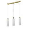 LAMPA WISZĄCA NAD STÓŁ ZŁOTA GLAMOUR SZKLANA BIAŁE KLOSZE LIGHT PRESTIGE PIEGA LP-939/3L white DO KUCHNI JADALNI