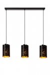 LAMPA WISZĄCA CZARNO ZŁOTA Z ABAŻUREM DO SALONU SYPIALNI LUCIDE ALMELO