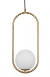 LAMPA WISZĄCA MOSIĄDZ ZŁOTA KULA BIAŁA SZKLANA DO SYPIALNI KUCHNI JADALNI SALONU NOWOCZESNA LUCES EXCLUSIVAS RENGO LE41771