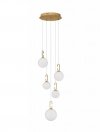 LAMPA WISZĄCA ZŁOTA SATYNA BIAŁA SZKLANA KULA KULE SZKLANE MLECZNE DO SALONU SYPIALNI KUCHNI LUCES EXCLUSIVAS YARA LE42732
