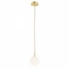 LAMPA WISZĄCA ZŁOTA KULA BIAŁA 12CM BIAŁY SZKLANY KLOSZ ZŁOTO MOSIĄDZ SZCZOTKOWANY DO SALONU SYPIALNI KUCHNI JADALNI NAD STÓŁ WYSPĘ GLAMOUR ARGON PALOMA 8506
