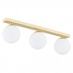 LAMPA SUFITOWA PLAFON ZŁOTY KLOSZE KULE BIAŁE LAMPA POTRÓJNA NA LISTWIE DO POKOJU KUCHNI ŁAZIENKI ARGON FLAVIO 1414