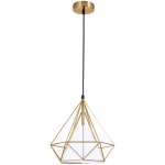 GOLDLUX POLUX HIRA GOLD 318503 LAMPA WISZĄCA DRUCIANA ZŁOTA Z BIAŁYM ABAŻUREM DIAMENT